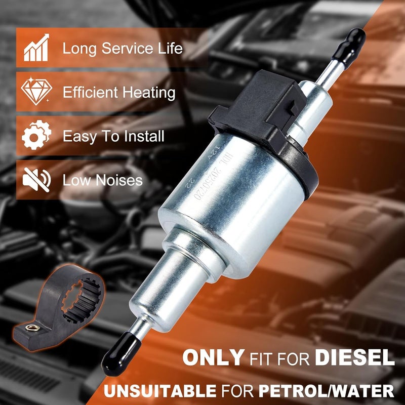 CarBole 12V Air Diesel Parking Heater Fuel Pump, for Webasto Eberspacher Auto Heater 2KW 5KW 8KW, Quiet Electric Pulse Metering Pump with Holder - Image 4